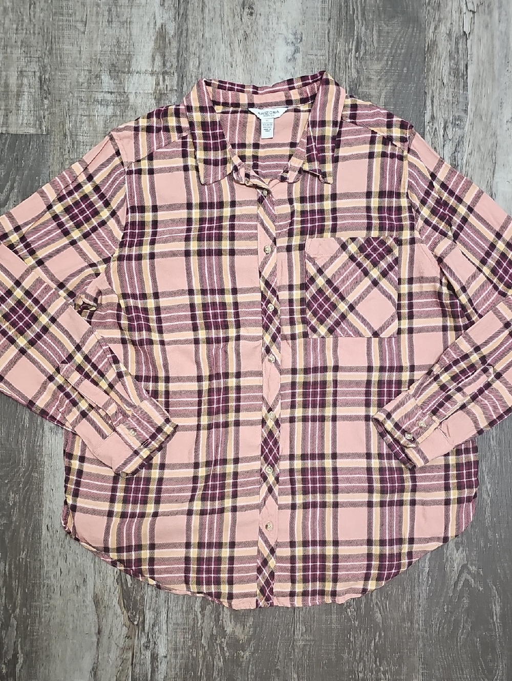 Arizona Jean Co Pink Plaid Button-Up Long Sleeve Shirt XL